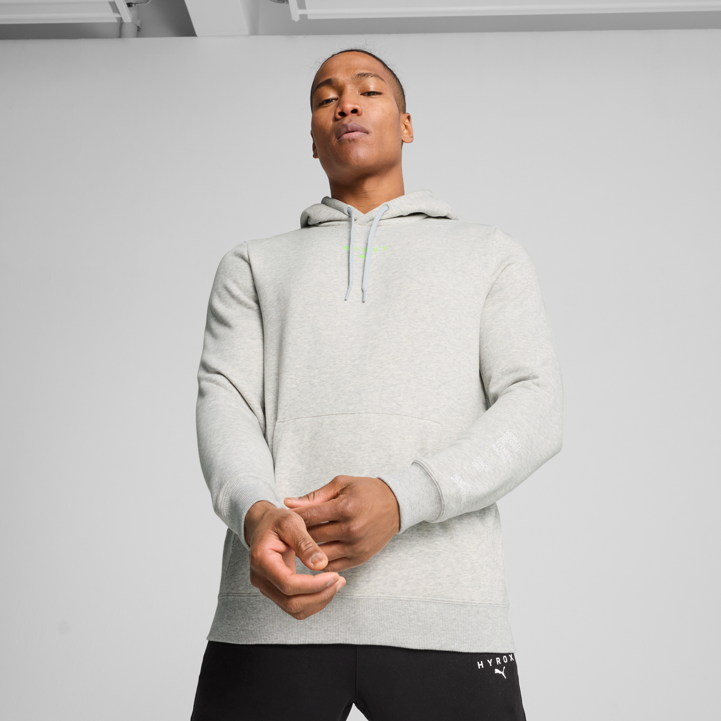 M PUMA x HYROX Heavyweight Hoodie Light Gray