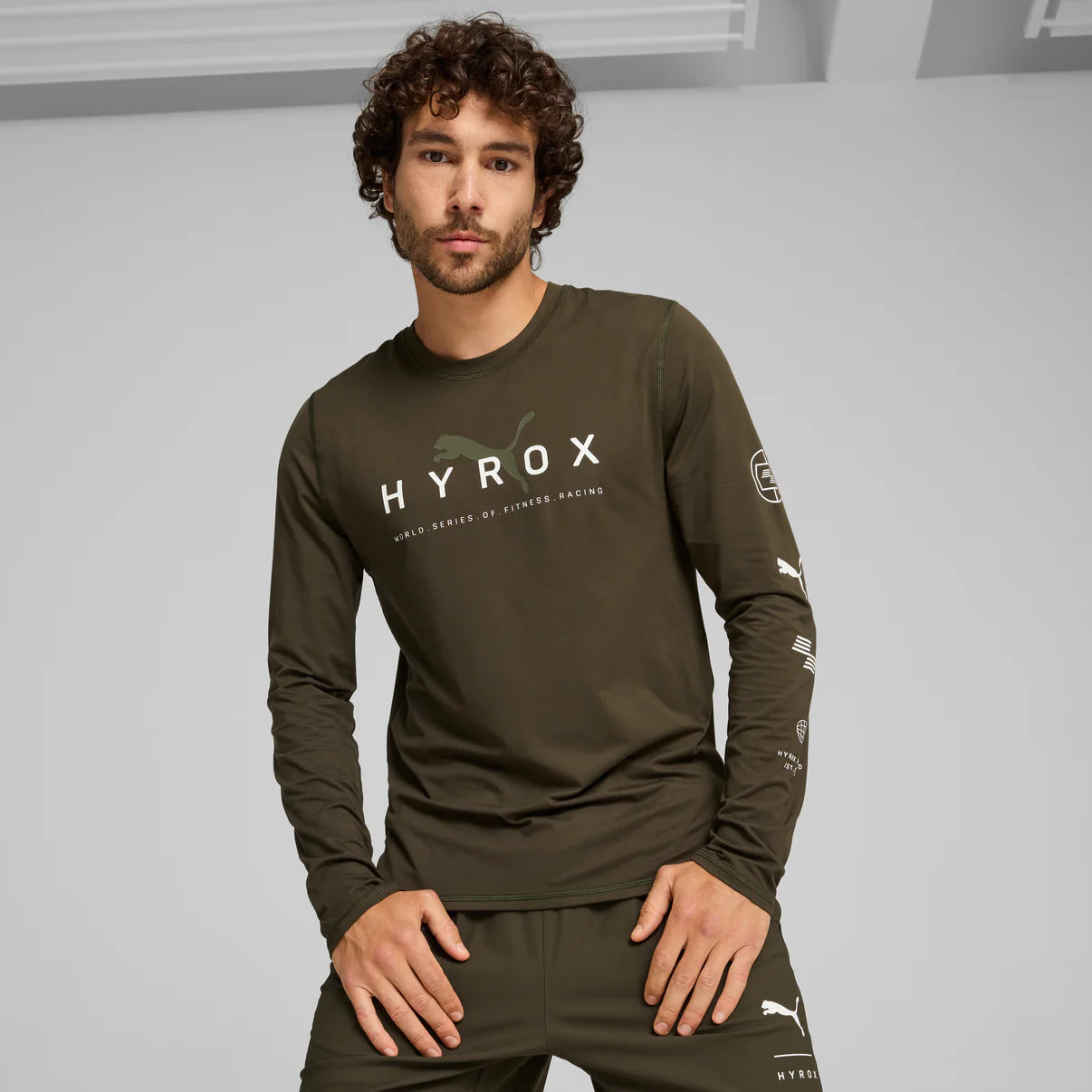 HYROX x PUMA Run Cloudspun LS Tee Dark Olive