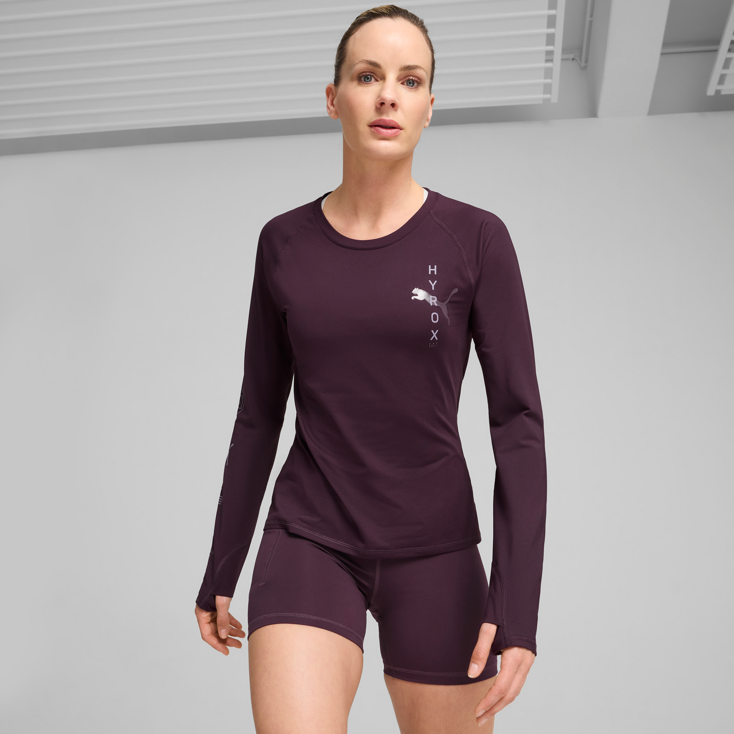 HYROX x PUMA Run Cloudspun LS Tee W Midnight Plum