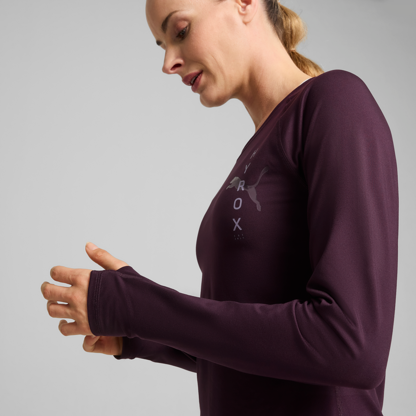 HYROX x PUMA Run Cloudspun LS Tee W Midnight Plum
