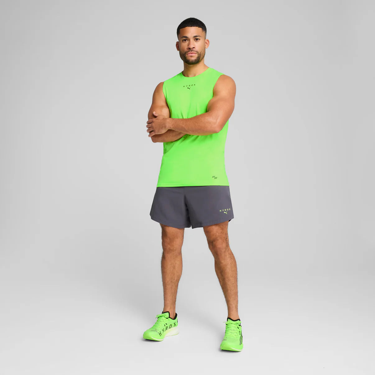 M PUMA x HYROX Cloudspun Tank Green Glare