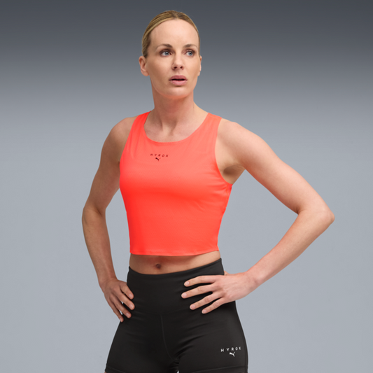 W PUMA x HYROX ULTRASPUN CROP TANK Glowing Red