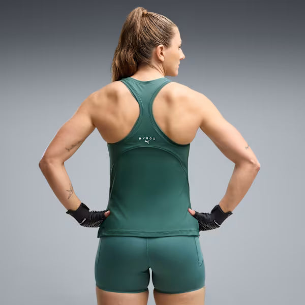 W PUMA X HYROX CLOUDSPUN RACERBACK TANK Herb Green